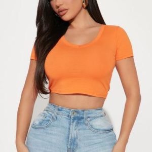 Carly V Neck Crop Tee