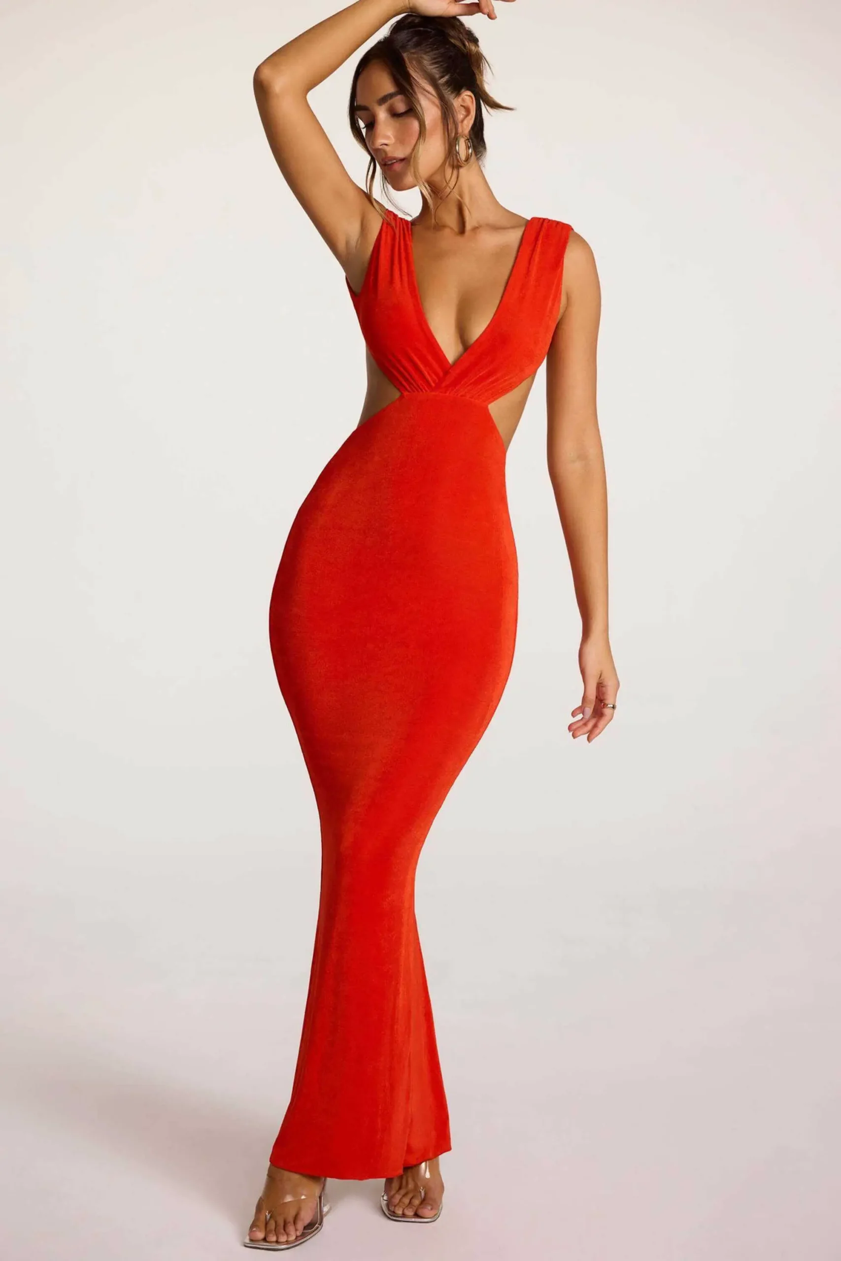 Textured Jersey Plunge Neck Maxi Dress - Image 5
