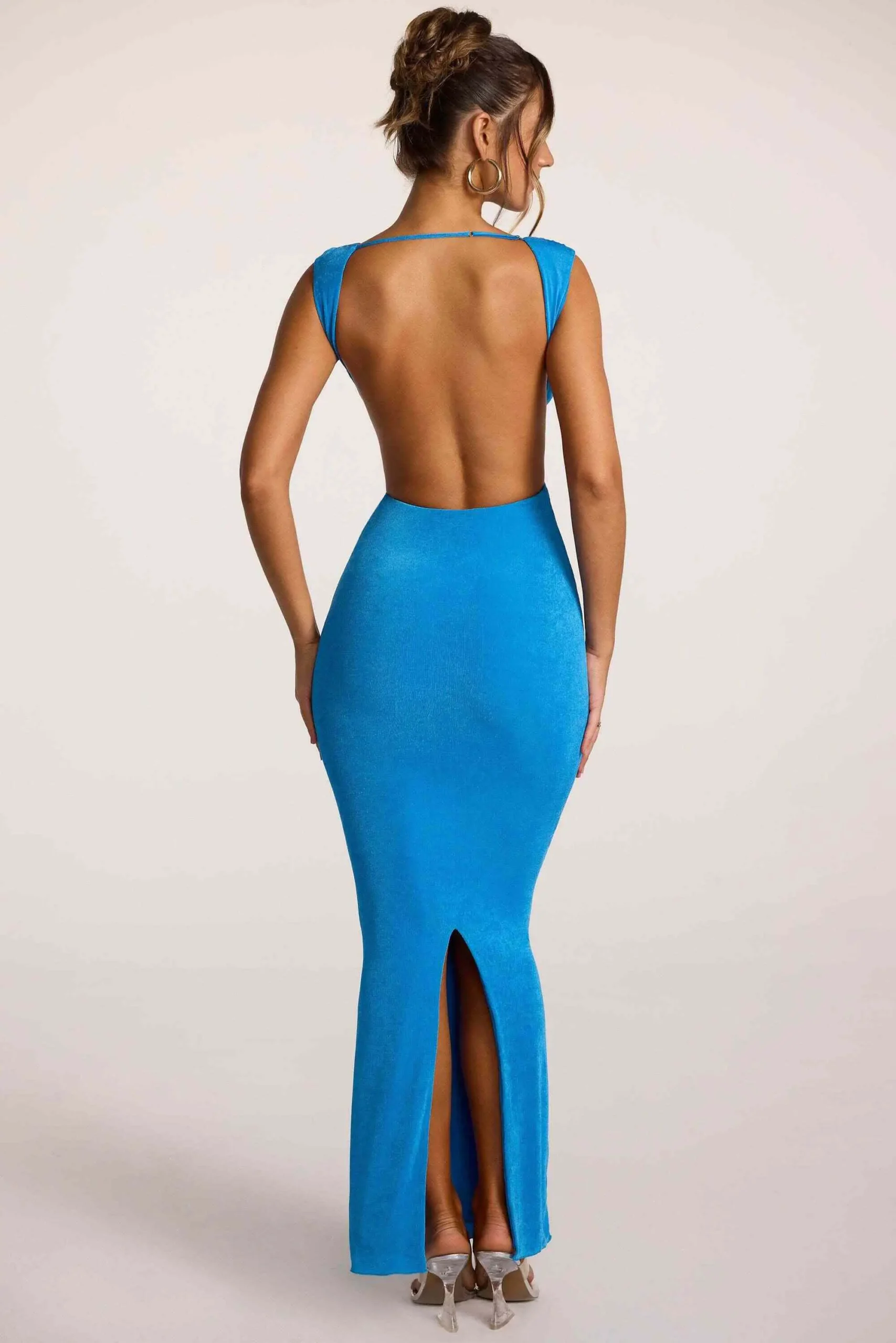 Textured Jersey Plunge Neck Maxi Dress - Image 7