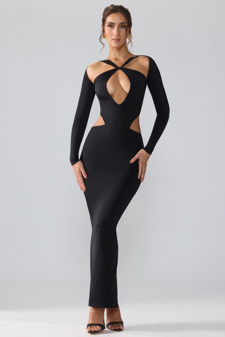 Premium Jersey Long Sleeve Cut Out Maxi Dress